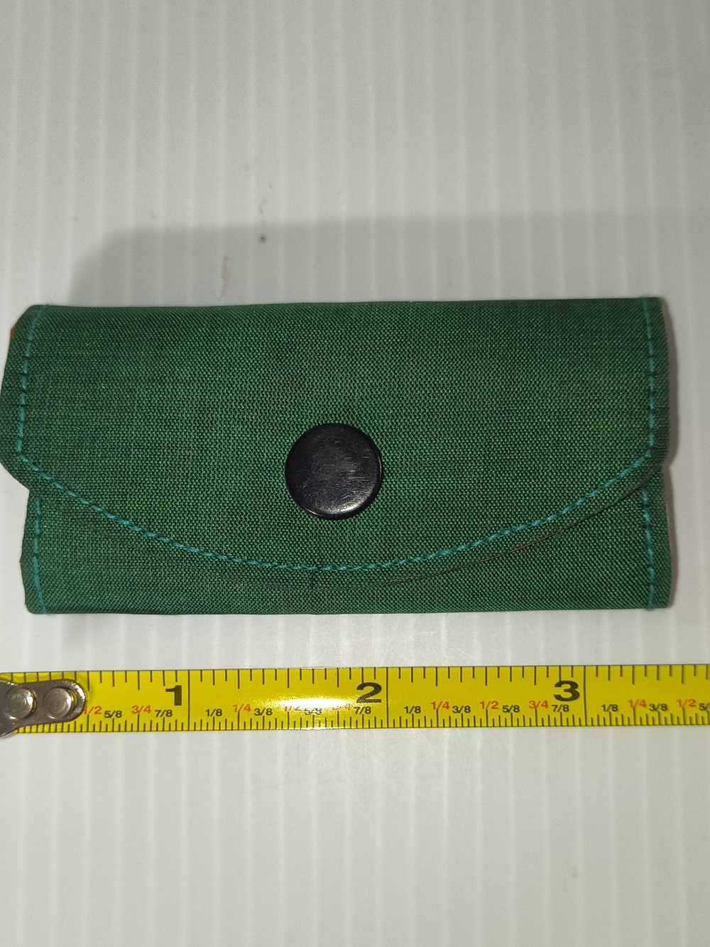 Vintage Emerald Green Canvas Key Wallet | 6-Ring Snap Closure Key Case